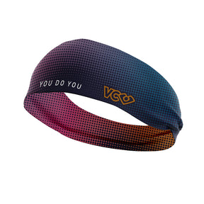 VC Ultimate Frisbee Dark Dotted Cinch Headband Saying Start With Kindness You Do You showing a VC Logo