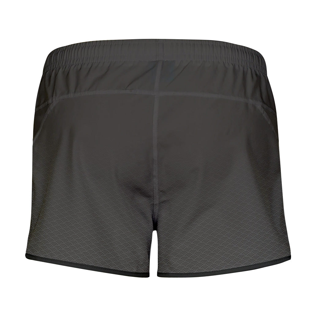 Dark gray athletic shorts on a white background