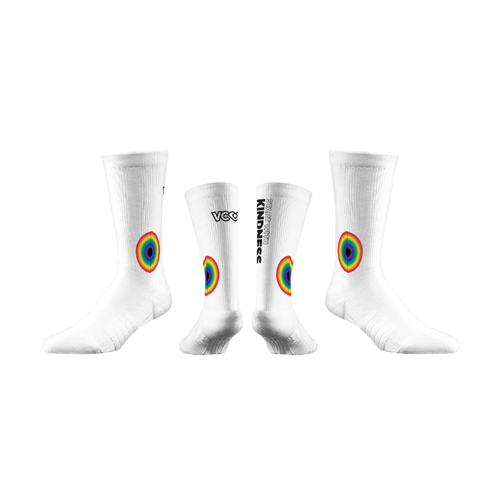 VC Ultimate Athletic Performance Start With Kindness Rainbow and White Sock