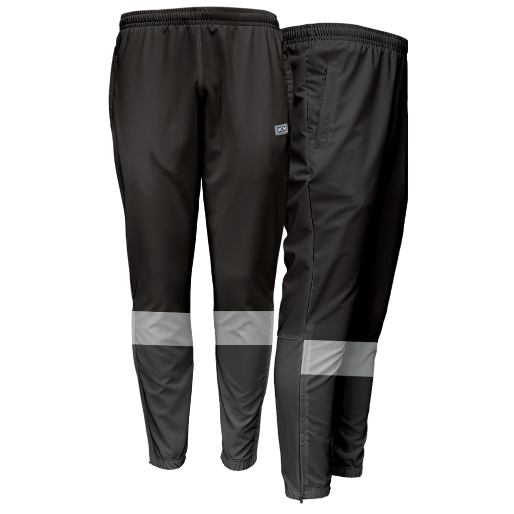 VC Ultimate Frisbee Blocks Black Velocity Pants showing the front and 4th quarter side profile with zipper.