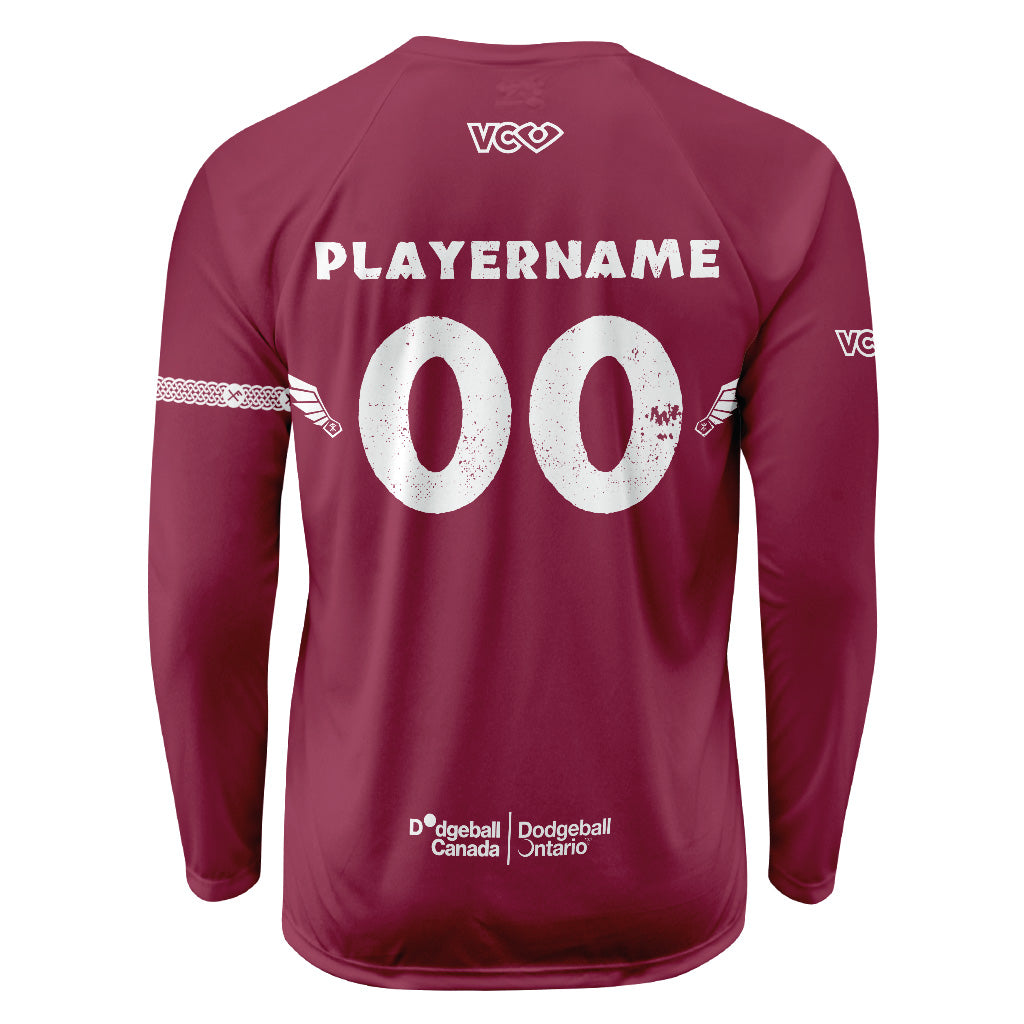 Valkyrie Dodgeball Burgundy Long Sleeve
